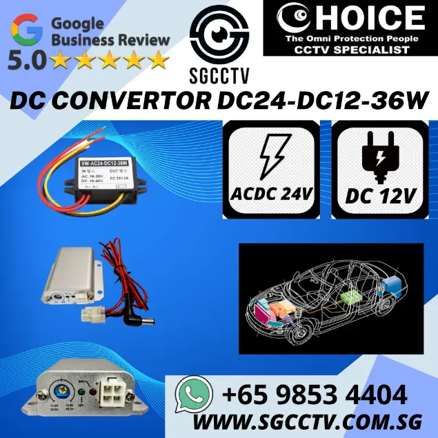 24v to 12v DC CONVERTER Singapore Security System Installation Service CCTV Camera Singapore Hikvision Security Camera Dahua Facial Recognition Sim Lim Square