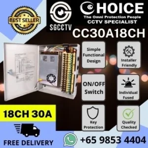 CCTV Power Box DC12V 8CH 16CH 32CH Singapore CCTV Camera power supply distribution box Security Camera power supply box CCTV Power Box Battery Backup