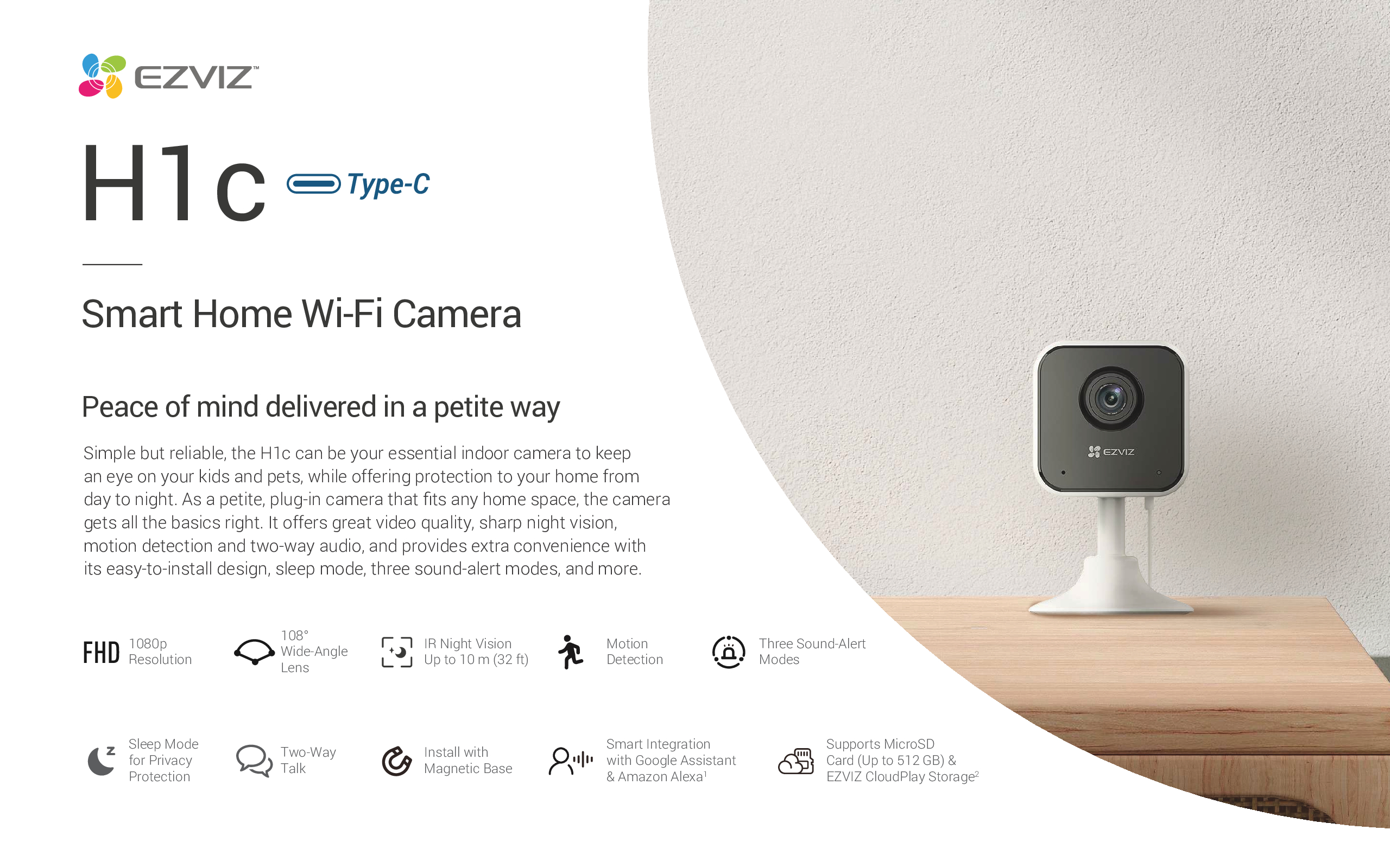 WIFI IP CAMERA H1C EZVIZ MINI WIRELESS IP CAMERA NO DRILLING SD CARD 2 Way Audio CLOUD STORAGE SUPER WIDE ANGLE FULL HD 1080P 8 WIFI IP CAMERA H1C EZVIZ MINI WIRELESS IP CAMERA NO DRILLING SD CARD 2 Way Audio CLOUD STORAGE SUPER WIDE ANGLE FULL HD 1080P - Image 8