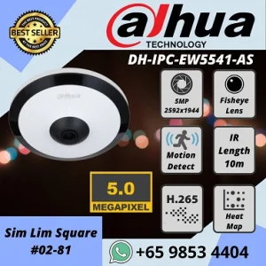 CCTV Camera DAHUA DH-IPC-EW5541-AS POE Network Fisheye Camera 5MP H.265+ 360 degree WizMind IR Perimeter Protection People Counting Intelligent Search MIC