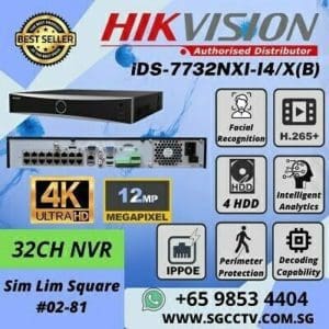 CCTV NVR Hikvision DS-7732NXI-K4 iDS-7732NXI-I4X Repair Replace CCTV NVR 32ch H.265+ 4K 12MP 40TB NVR VGA HDMI Face Recognition People Counting Heat Map
