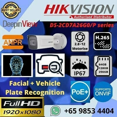HIKVISION LICENSE PLATE CAMERA DS-2CD7A26G0/P-IZHS8 LPR License Plate Recognition ANPR DeepinView Bullet IP Camera 2MP Motorize Lens Security system supplier