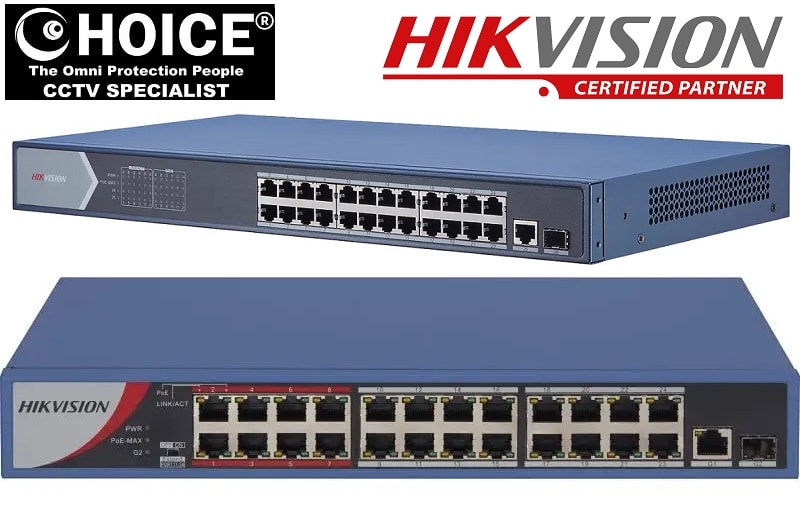 HIKVISION 24-Port Switch DS-3E0326P-E DS-3E0526P-E Intelligent Remote Maintenance Hikvision Partner Pro HPP APP 300m Long Range 6KV Surge Protection