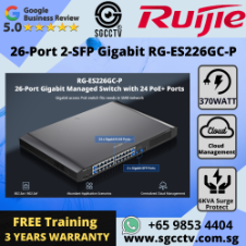 RUIJIE SWITCH GIGABIT POE 26-PORTS RG-ES226GC-P 2SFP 370W Cloud Managed PoE Switch Sim Lim Square POE Switch Security System