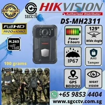 Body-Worn Camera Hikvision DS-MH2311 Security Officer Police Force Army Officer Training Instructors Video Evidence Security System SGCCTV CCTV Camera Repair