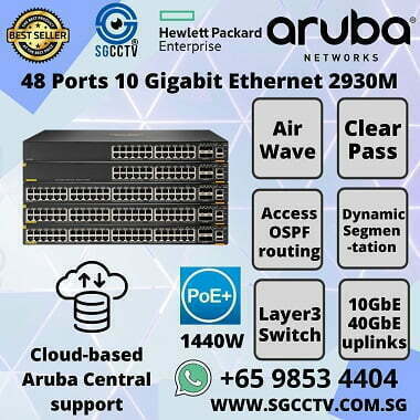 Networking Switch Aruba 2930M Aruba ClearPass Aruba AirWave Cloud-based Aruba Central 10GbE 40GbE uplinks Dynamic Segmentation Server Room HPE Aruba Switch