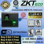ZKTeco Access Control MB10-VL Password Time Attendance Facial Recognition Web-base App Anti-spoofing Singapore Security System SGCCTV Door Access Repair
