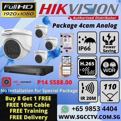 CCTV Systems 4-Camera Package Hikvision Dahua CCTV Singapore DIY Package Full HD Camera Repair & Replace Best Price Most Competitive Home Security Office