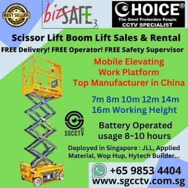 BATTERY OPERATED SCISSOR LIFT For Rent For Sale Battery Powered Boom Lift Battery Electric Scissor Lift Working Height Lifting Platform SGCCTV Singapore