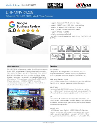 Lorry Truck CCTV SYSTEM DHI-MNVR4208 DAHUA TECHNOLOGY MNVR4104/4204-I Security Systems Bus Container CCTV System Singapore