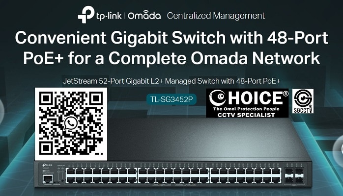 Gigabit Switch Router TP-Link TL-SG3452P 52 Ports 4 Gigabit SFP Slots CCTV Camera Video Intercom Face Biometric Door Access Control Network Segmentation