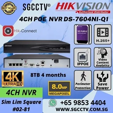 CCTV NVR Hikvision DS-7604NI-Q1/4P DS-7604NI-Q1-4P Repair Replace CCTV NVR 4ch H.265 NVR VGA HDMI 4K Web Access Network Mobile APP Hik-Connect P2P AcuSense