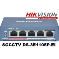 HIKVISION 4-PORTS POE SWITCH DS-3E1105P-E FAST SMART POWER OVER ETHERNET SWITCH PoE Watchdog Detect Restart Camera Long Range 300m Surge Protected 6KV