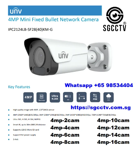 CCTV Camera Package 4MP-4CAM Uniview UNVP4 4MP 2K IP POE 4 Camera + 4CH PoE NVR + 2TB Storage Optional CCTV Camera Installation Repair Replace CCTV DVR NVR