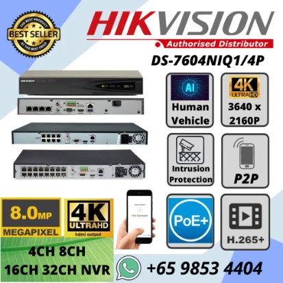 CCTV NVR Hikvision DS-7616NXI-K2-16P Repair Replace CCTV NVR 16ch H.265 NVR VGA HDMI 4K Web Access Network Mobile APP Hik-Connect P2P AcuSense 98534404