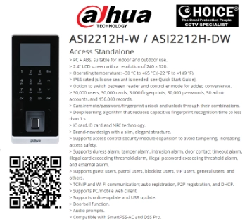 DAHUA FACIAL RECOGNITION ASI2212H-W Security System Supplier TERMINAL ACCESS CONTROL TIME ATTENDANCE OFFICE SHOP STORE