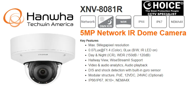 Hanwha Techwin Wisenet SND-7084 3Megapixel Full HD Network IR Dome Camera Enhanced WDR Improved Network Bandwidth Simple Focus, P-Iris KOREA SECURITY SYSTEM