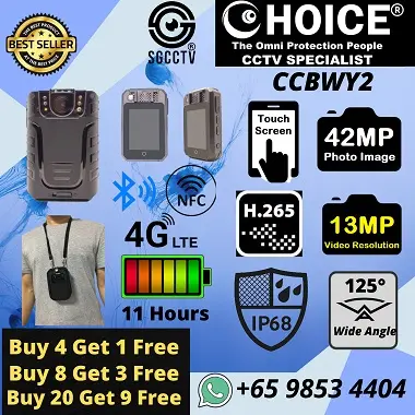 CHOICE BODY WORN CAMERA BC107 Continuous Recording Live Video Streaming AES256 Encryption SD Card Storage Facial Recognition