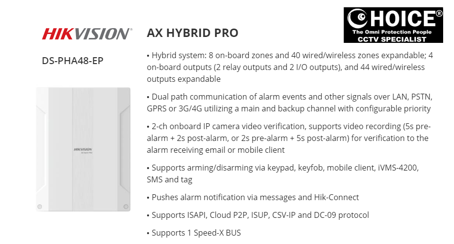 HIKVISION AX HYBRID PRO DS-PHA48-EP HYBRID FUNCTIONALITY HIGH-RESOLUTION RECORDING MULTIPLE CHANNELS REMOTE ACCESS ADVANCED ANALYTICS ALARM INTEGRATION WIRELESS SECURITY ALARM HOME ALARM SYSTEM
