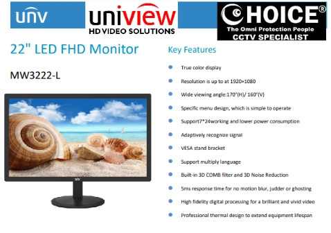 UNV MONITOR 22 INCHES MW3222-L CCTV Monitor Security System Monitor Best Price Promotion Commercial Grade Monitor CCTV Camera Package