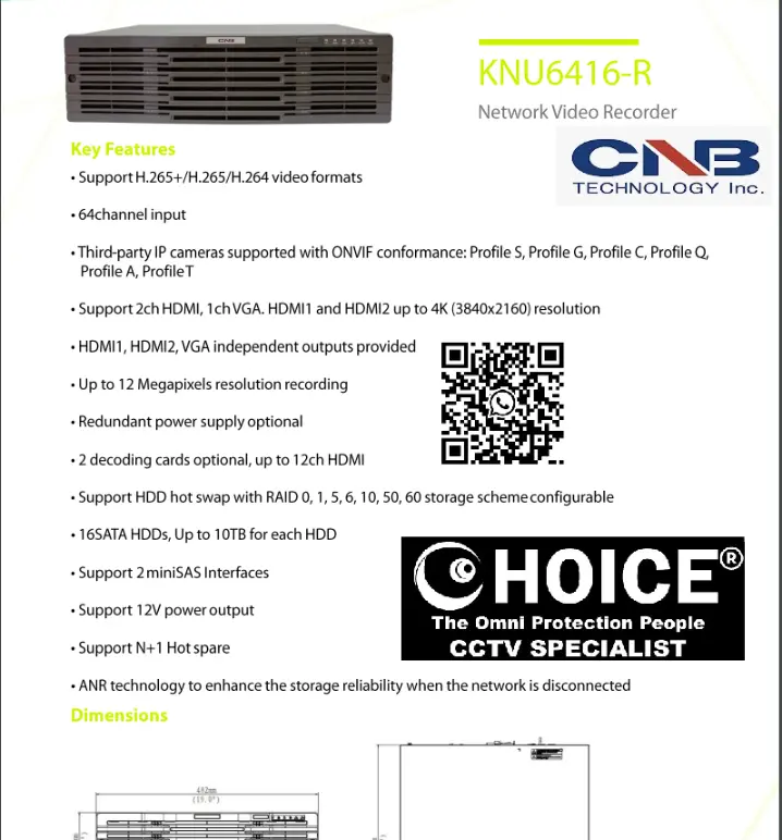 CNB KOREA CCTV NVR 64CH KNU6416-R 12MP RAID 160TB H.265+ Alarm Management Remote Access 4K Ultra HD KOREA SECURITY SYSTEM CCTV Camera Installation Singapore