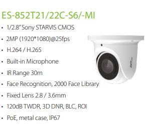 ZKTECO Pro Series IP Camera ES-852T21/22C-S6/-MI High Definition Video Quality Varifocal Lens Video Compression Day/Night Functionality SGCCTV SECURITY PACKAGE CCTV Camera Installation Singapore 