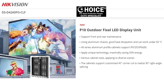 HIKVISION VIDEO WALL DS-D42A0FO-CLF P10 Outdoor Fixel LED Display Unit Energy Saving Front IP67 Back IP66 Stadium Video Wall Repair Service Outdoor VIDEO WALL