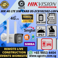 HIKVISION 4G SIM CARD DS-2CD1023G2-LIDUF-4G-SL IP67 Weatherproof 512GB SD storage Smart Warning Hybrid Light Construction Safety