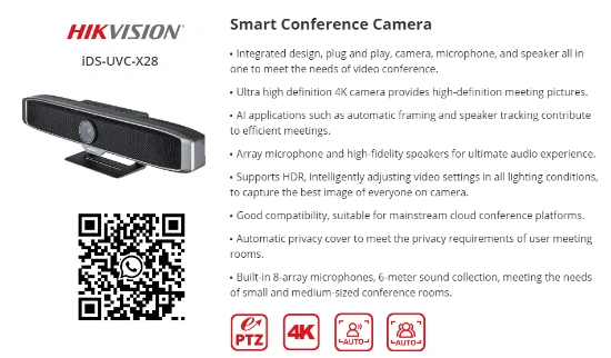 HIKVISION Video Conference iDS-UVC-X28 Built-in 8 microphones 6-meter sound collection cloud conference platforms Smart Speaker Tracking
