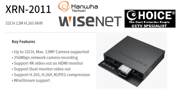 Hanwha Techwin Wisenet NVR 32CH XRN-2011 Samsung Security Camera Singapore CCTV Camera Repair KOREA SECURITY SYSTEM