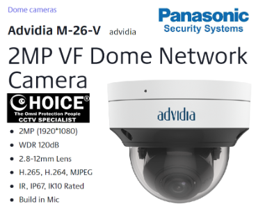 ADVIDIA PANASONIC 2MP Dome Camera M-26-V NDAA National Defense Authorization Act NDAA compliant JAPAN Camera CCTV SINGAPORE