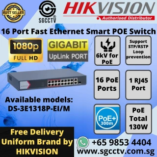 HIKVISION SWITCH POE 16-Port DS-3E1318P-EI 300meter PoE Transmission CCTV CAMERA SWITCH SINGAPORE POE Switch Repair Replace