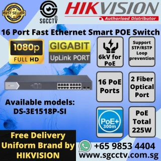 HIKVISION SWITCH POE 16-Port DS-3E1518P-SI 300meter PoE Transmission CCTV CAMERA SWITCH SINGAPORE POE Switch Repair Replace