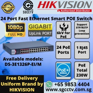 HIKVISION SWITCH POE 24-Port DS-3E1326P-EI 300meter PoE Transmission CCTV CAMERA SWITCH SINGAPORE POE Switch Repair Replace