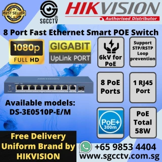 HIKVISION SWITCH POE 8-Port DS-3E0510P-E 300meter PoE Transmission CCTV CAMERA SWITCH SINGAPORE POE Switch Repair Replace