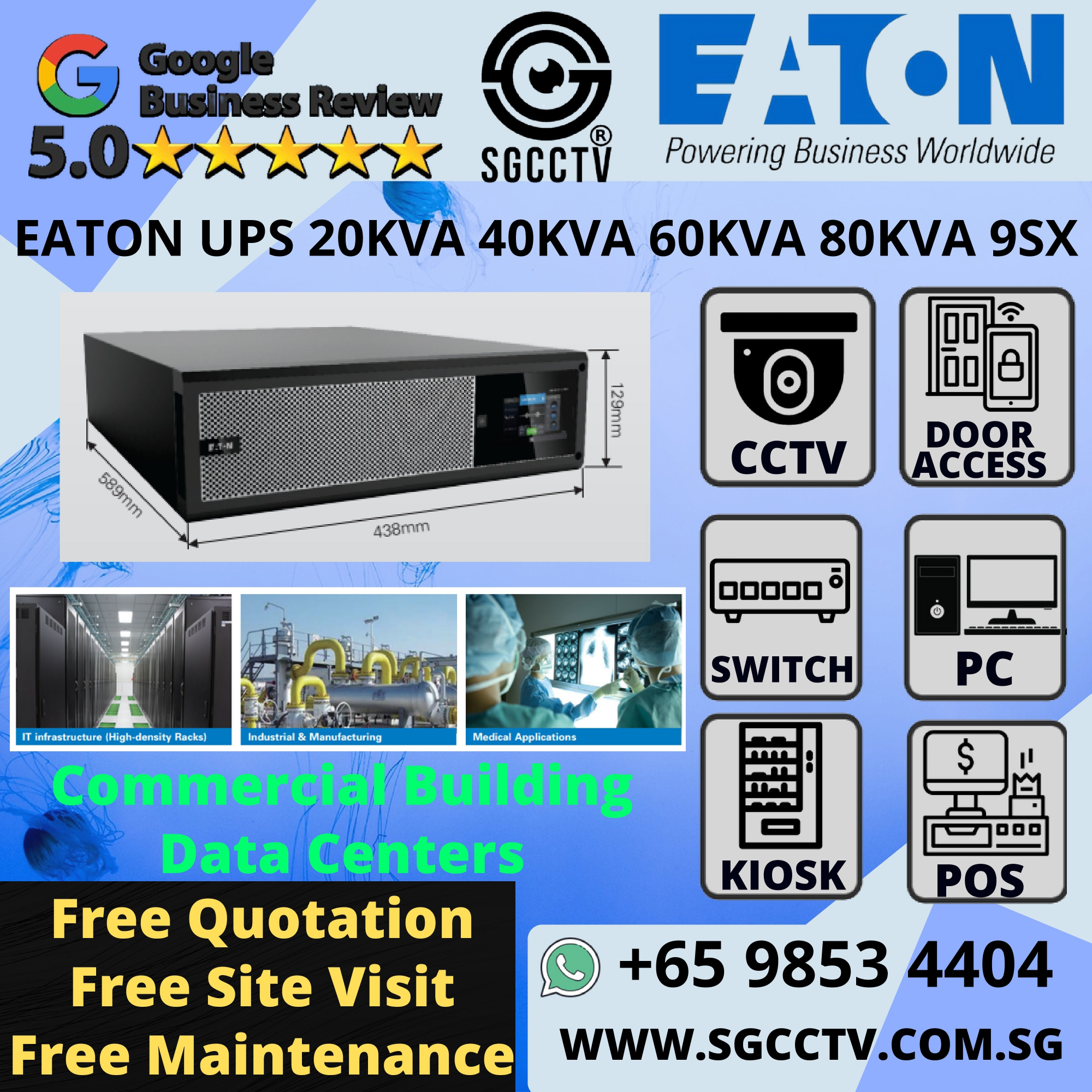 EATON Uninterrupted POWER SUPPLY 20KVA 9SX 9SX20KPM External Battery Module EBM 9SXEBM480RT6U UPS Repair SINGAPORE