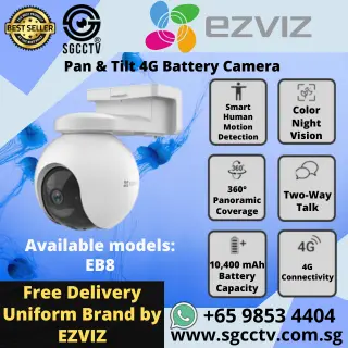 EZVIZ 4G Solar Power Battery Camera EB8 4G Sim Card 512GB CLOUD Two way audio Full Color Nigh Vision Home CCTV Cameras Singapore