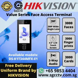 HIKVISION Facial Access DS-K1T344MFX-E1 3000 Faces Fingerprints Cards DOOR ACCESS PANEL SINGAPORE Repair Replace NEW