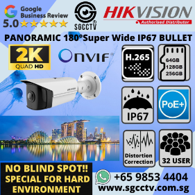 Panorama Camera Best Price in Singapore 2025 HIKVISION DS-2CD2T45G0P-I 4MP 180° Super Wide Angle Bullet CCTV Camera Repair Replace