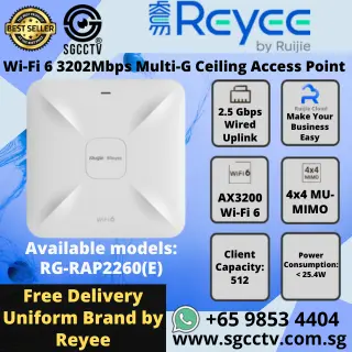 Reyee Ceiling Access Point RG-RAP2260(E) WiFi 6 3202Mbps Multi-G 2.5Gbps Uplink ACCESS POINT SINGAPORE Repair Replace NEW