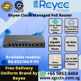 Reyee Managed PoE Router RG-EG210G-P-V3 10xGigabit Port 4xWAN Port CCTV ROUTER SINGAPORE Router Repair Replace NEW