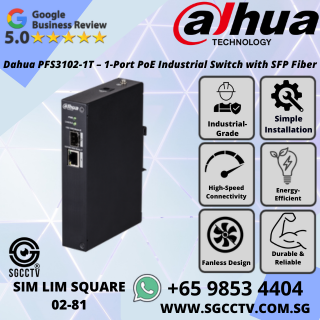 DAHUA POE SWITCH 1-PORT PFS3102-1T SFP fiber port Industrial Wide Temperature Security System Installation Smart PSS DSS DMSS 1 DAHUA POE SWITCH 1-PORT PFS3102-1T SFP fiber port Industrial Wide Temperature Security System Installation Smart PSS DSS DMSS