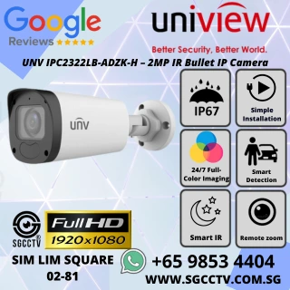 UNV Camera 2mp Varifocal IPC2322LB-ADZK-H IR Bullet POE IP67 512GB Motion detection Tampering alarm Audio detection Cross line Intrusion 1 UNV Camera 2mp Varifocal IPC2322LB-ADZK-H IR Bullet POE IP67 512GB Motion detection Tampering alarm Audio detection Cross line Intrusion