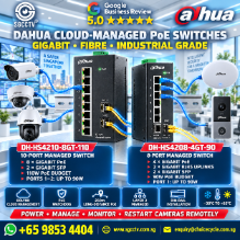 DAHUA INDUSTRIAL SWITCH HS4210-8GT-110 Din-Rail Switch DAHUA Security System Supplier CCTV CAMERA SINGAPORE Repair Upgrade