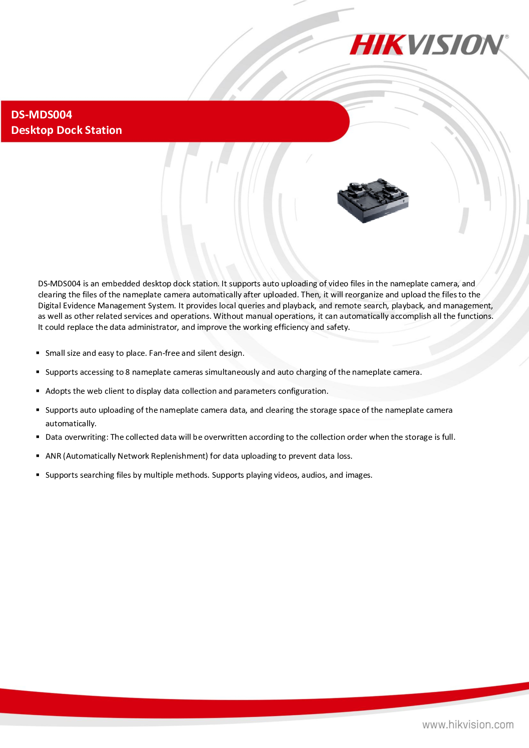 HIKVISION Dock Station DS-MDS004 DS-MDS005 8-Ports Body-worn Camera Singapore DEMS ANR Automatically Network Replenishment 7 HIKVISION Dock Station DS-MDS004 DS-MDS005 8-Ports Body-worn Camera Singapore DEMS ANR Automatically Network Replenishment - Image 7