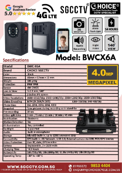 SGCCTV Body Worn Camera BWCX6A 4G Sim Card REAL TIME Security Officer Police Force Army Instructors Video Evidence Security System