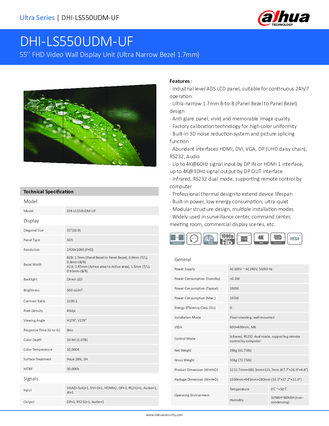 DAHUA LS550UDM-UF 55-inch FHD Video Wall Industrial Level ADS LCD Panel Bezel to Panel Bezel Security System CCTV Camera Singapore 7 DAHUA LS550UDM-UF 55-inch FHD Video Wall Industrial Level ADS LCD Panel Bezel to Panel Bezel Security System CCTV Camera Singapore - Image 7