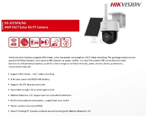 HIKVISION DS-2CFSP4-4G Solar Battery 4G Sim Card Camera for Construction Engineering Interior Design Renovation Project Monitoring 1 HIKVISION DS-2CFSP4-4G Solar Battery 4G Sim Card Camera for Construction Engineering Interior Design Renovation Project Monitoring