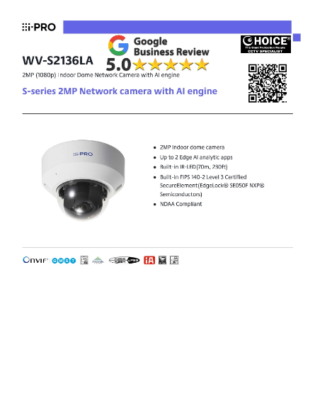 IPRO PANASONIC WV-S2136LA 2MP Dome POE Camera AI engine AI Sound Yell Horn Glass Break NDAA compliant iPro CCTV Singapore 1 IPRO PANASONIC WV-S2136LA 2MP Dome POE Camera AI engine AI Sound Yell Horn Glass Break NDAA compliant iPro CCTV Singapore