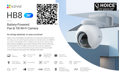 EZVIZ HB8 Battery Power Pan Tilt WIFI IP Camera 210 days Operation Color Night Vision Weatherproof AP pairing Tracking Patrol Mode